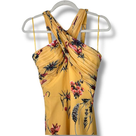 Dress The Population Brenna Canary Multi Yellow Floral Sheath Maxi Dress Small - Picture 4 of 13